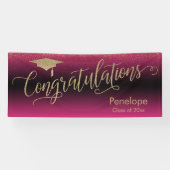Gefeliciteerd Gold Confetti Afstuderen Hot Pink Spandoek (Horizontaal)