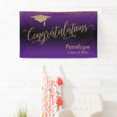 Gefeliciteerd Gold Confetti Afstuderen Paars Spandoek (Insitu)