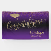 Gefeliciteerd Gold Confetti Afstuderen Paars Spandoek (Horizontaal)