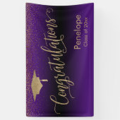 Gefeliciteerd Gold Confetti Afstuderen Paars Spandoek (Verticaal)