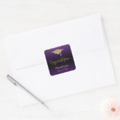 Gefeliciteerd Gold Confetti Afstuderen Paars Vierkante Sticker (Envelop)