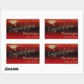 Gefeliciteerd Gold Confetti Afstuderen Red Rechthoekige Sticker (Vel)