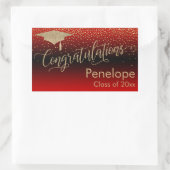Gefeliciteerd Gold Confetti Afstuderen Red Rechthoekige Sticker (Tas)