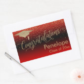 Gefeliciteerd Gold Confetti Afstuderen Red Rechthoekige Sticker (Envelop)