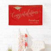 Gefeliciteerd Gold Confetti Afstuderen Red Spandoek (Insitu)