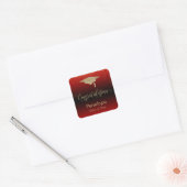 Gefeliciteerd Gold Confetti Afstuderen Red Vierkante Sticker (Envelop)
