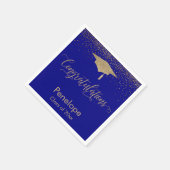 Gefeliciteerd Gold Confetti Graduation Cap Blauw Servet (Hoek)