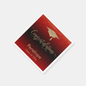 Gefeliciteerd Gold Confetti Graduation Cap Red Servet (Hoek)