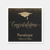 Gefeliciteerd Gold Confetti Graduation Cap Zwart Servet (Voorkant)