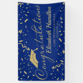 Gefeliciteerd, Gold en Blue Afstuderen Banner (Verticaal)