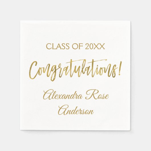 Gefeliciteerd Gold Foil en White Elegant Servetten (Voorkant)