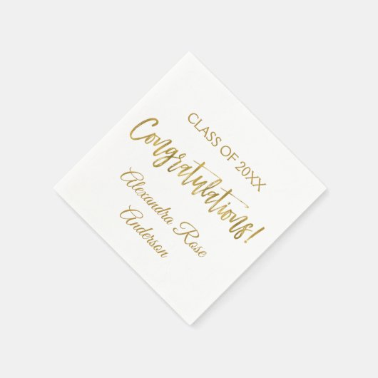 Gefeliciteerd Gold Foil en White Elegant Servetten (Hoek)