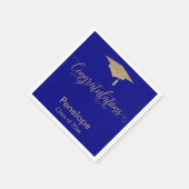 Gefeliciteerd Gold Glitter Graduation Cap, Blauw Servet (Hoek)