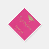 Gefeliciteerd Gold Glitter Graduation Cap Roze Servet (Hoek)