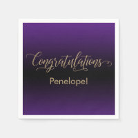 Gefeliciteerd Gold Glitter Paarse & Black Ombre