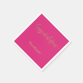 Gefeliciteerd Gold Glitter Typografie Hot Pink Servet (Hoek)