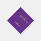 Gefeliciteerd Gold Glitter Typografie Paarse Servet (Hoek)