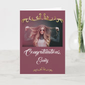 Gefeliciteerd Gold Ornament Foto Afstuderen Kaart (Voorkant)