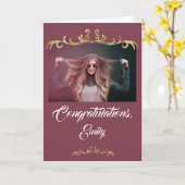 Gefeliciteerd Gold Ornament Foto Afstuderen Kaart (Gele Bloem)