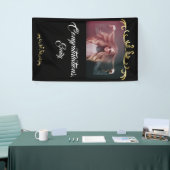 Gefeliciteerd Gold Ornamenten Foto Afstuderen Spandoek (Beurs)