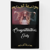 Gefeliciteerd Gold Ornamenten Foto Afstuderen Spandoek (Verticaal)