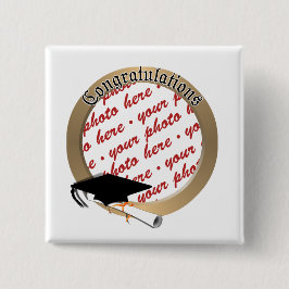 'Gefeliciteerd' Gold Photo Lijst Vierkante Button 5,1 Cm