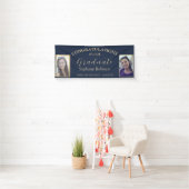Gefeliciteerd Gold Script 2 Foto Afstudeerder Blau Spandoek (Insitu)