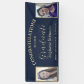 Gefeliciteerd Gold Script 2 Foto Afstudeerder Blau Spandoek (Verticaal)