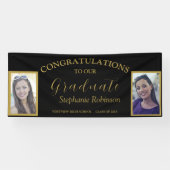 Gefeliciteerd Gold Script 2 Photo Afstuderen Spandoek (Horizontaal)
