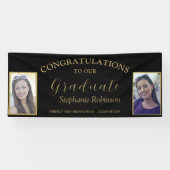 Gefeliciteerd Gold Script 2 Photo Afstuderen Spandoek (Horizontaal)