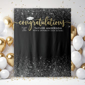 Gefeliciteerd Gold Script Black Graduation Party Wandkleed
