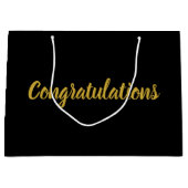 Gefeliciteerd Gold Script Elegant Text op Black Groot Cadeauzakje (Voorkant)