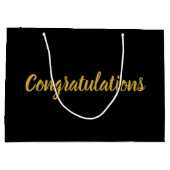 Gefeliciteerd Gold Script Elegant Text op Black Groot Cadeauzakje (Achterkant)