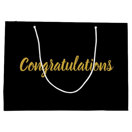 Gefeliciteerd Gold Script Elegant Text op Black Groot Cadeauzakje (Achterkant)