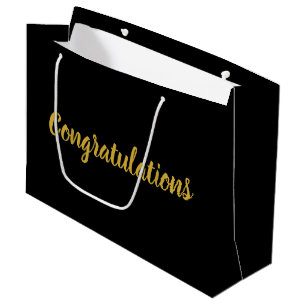 Gefeliciteerd Gold Script Elegant Text op Black Groot Cadeauzakje