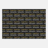 Gefeliciteerd Gold Script Zwart en Wit Naam Inpakpapier Vel (Voorkant 2)