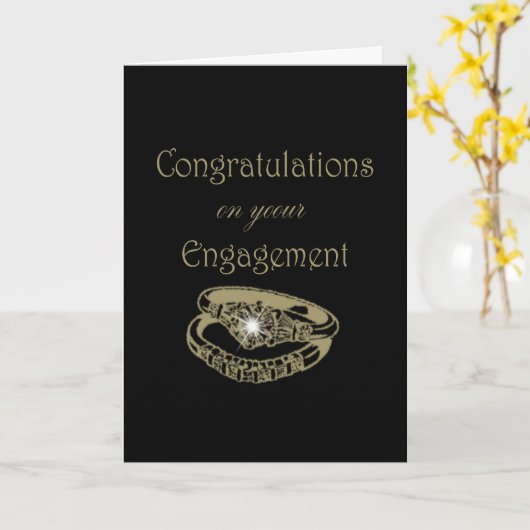 Gefeliciteerd Gold Verloving Rings Kaart (Gele Bloem)