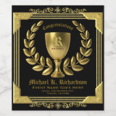 Gefeliciteerd Golden Cup Laurel Wreath Monogram Wijn Etiket (Enkel label)