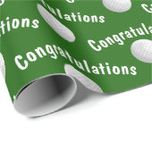 Gefeliciteerd golfballen op groen cadeaupapier (Rol Hoek)