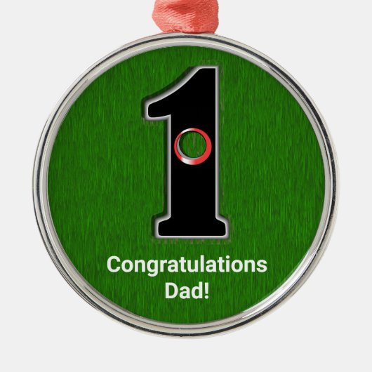 Gefeliciteerd Golfer Hole in One Gepersonaliseerd Metalen Ornament (Voorkant)