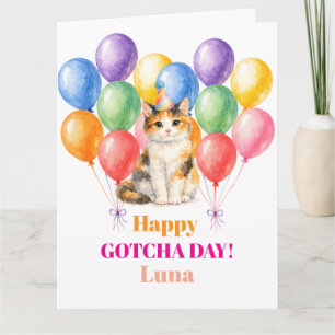 Gefeliciteerd Gotcha-dag Calico-kat Huisdier Kaart