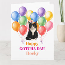 Gefeliciteerd Gotcha-dag Tuxedo Cat Huisdier