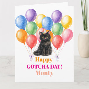 Gefeliciteerd Gotcha-dag Zwarte Kat Huisdier Kaart