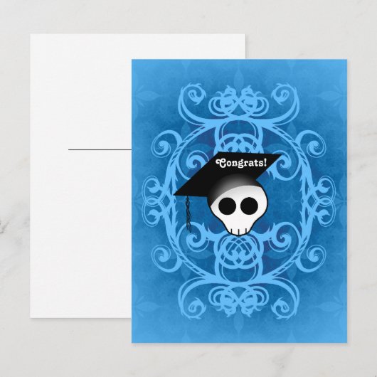Gefeliciteerd Gothic afstuderen schedel Aankondigingskaart (Voorkant / Achterkant)