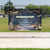 Gefeliciteerd Gothic Zombie Halloween bruiloft Spandoek (Insitu)