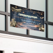 Gefeliciteerd Gotische Zombie Halloween Bruiloft Spandoek (Buitenkant Gebouw)