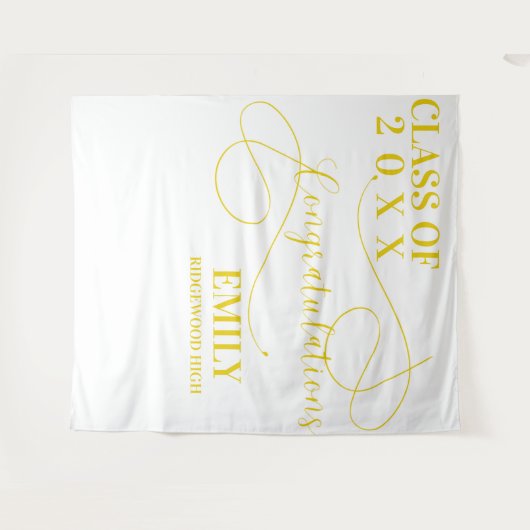 Gefeliciteerd Goud Afstuderen Naam 2025 afstuderen Wandkleed (Voorkant (horizontaal))