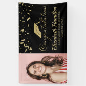 Gefeliciteerd Goud En Zwart Foto Afstuderen Spandoek (Verticaal)