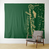 Gefeliciteerd Goud Groen Afstudeerbackdrop Wandkleed (In Situ (horizontaal))