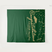 Gefeliciteerd Goud Groen Afstudeerbackdrop Wandkleed (Voorkant (horizontaal))
